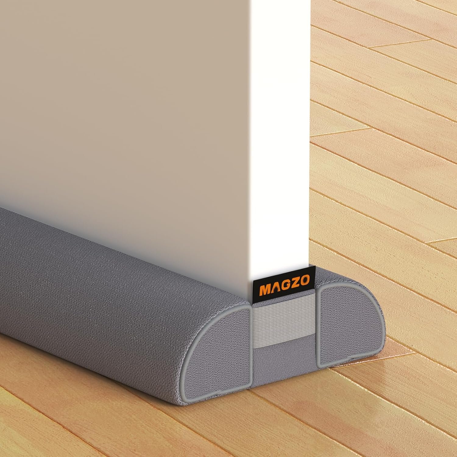 MAGZO Door Draft Stopper, 32 Inch Adjustable Under Door Gap Filler, Fits 26” – 32” Bottom Widths, Seals Gaps up to 1.7″, Soundproof Sweep Blocks Air, Noise, Light, Dust- Grey