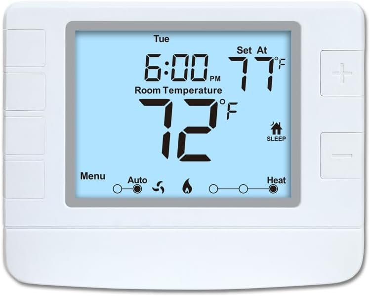 Multi Stage Thermostat for Home Cooling and Heating, 2 Heat/2 Cool, Extra Large Display, White Backlight