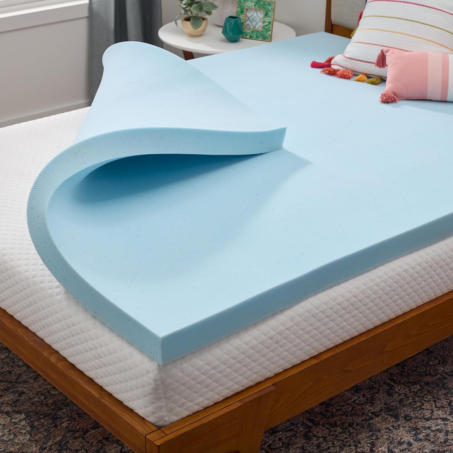 Linenspa Memory Foam Mattress Topper, Twin Size – 3 Inch Gel Infused Memory Foam – Plush Feel – Cooling and Pressure Relieving – CertiPUR Certified