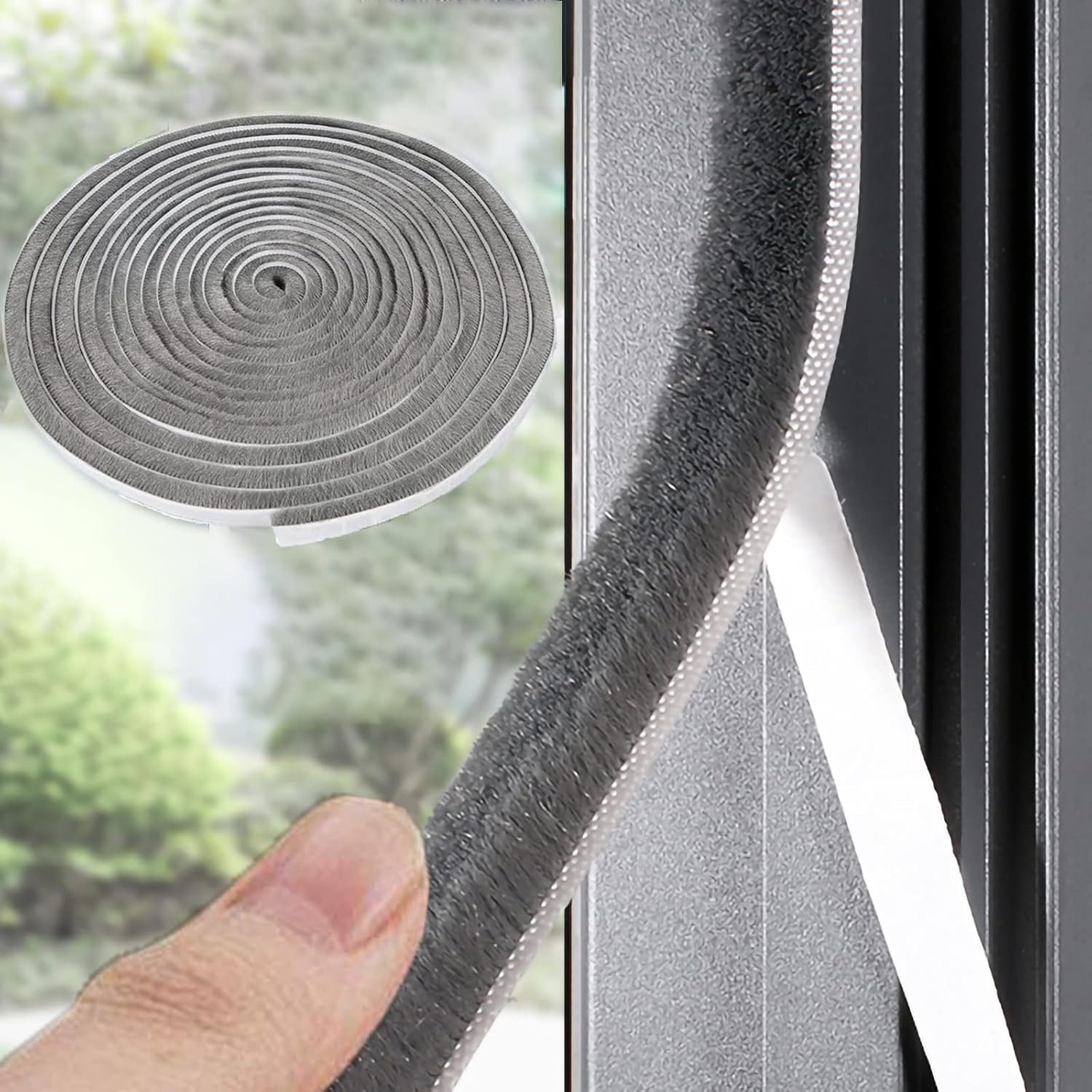 33 Ft Gray Self-Adhesive Soundproofing Weather Stripping for Doors and Windows, 0.35″ Wide x 0.2″ Thick