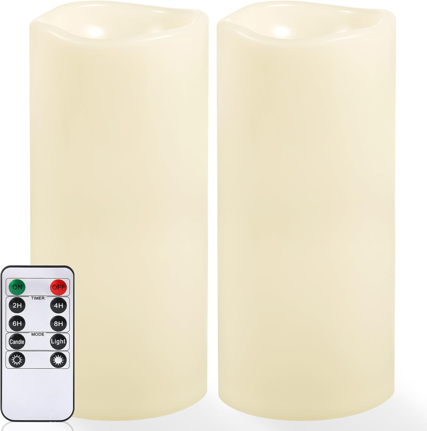 NURADA Large Outdoor Flameless Candles 12″ x 5″ – Waterproof LED Pillar Flickering Candle Battery Operated with Timer Remote Control for Patio Porch Lanterns Decor – Long Lasting Set of 2