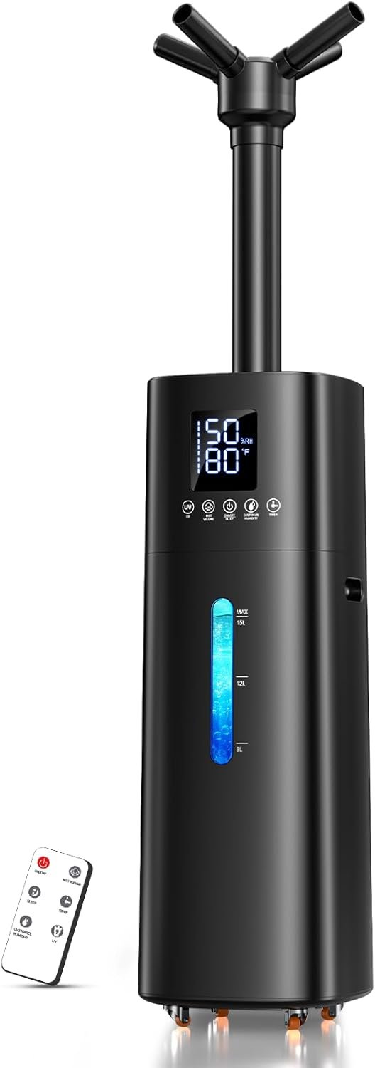 15L/4Gal Humidifier Large Room, 600mL/h Misting, 1200ft² Coverage, Auto Humidity Control, 72H Runtime, Top Fill, Aroma Diffuser, Sleep Mode, 12H Timer, Auto Shutoff Protection