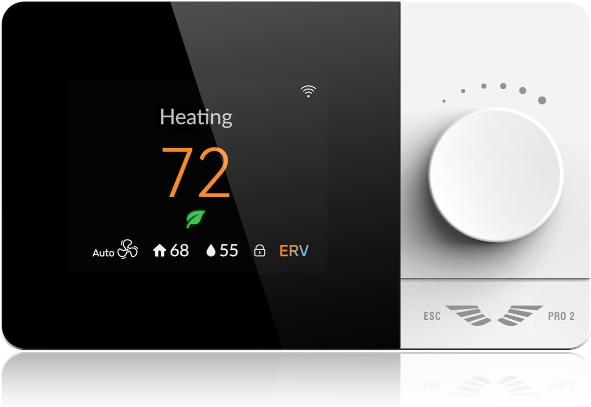 Wi-Fi Smart Thermostat Programmable – Compatible with Alexa, Google Assistant – High Rise 3 Speeds Fan Coil – ERV/HRV On/Off – Smart Life, Tuya APP – ESC PRO 2, Small