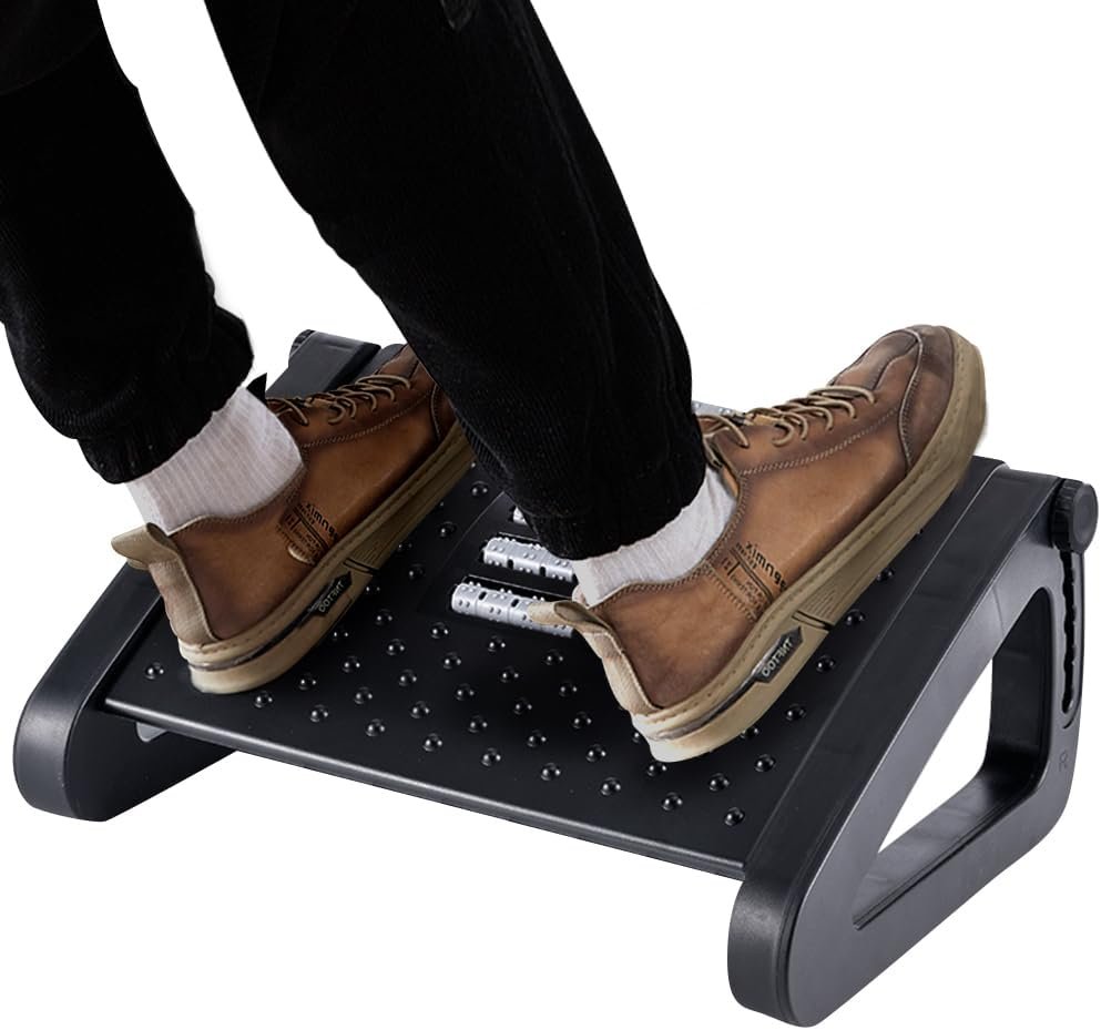 CasaZenith Foot Rest, Six Heights Adjustable Foot Rest for Under Desk at Work, Ergonomic Foots Stool for Under Office Desks, Under Desk Footrest with Foot Massage Roller, Chair Footrest for Leg Rests