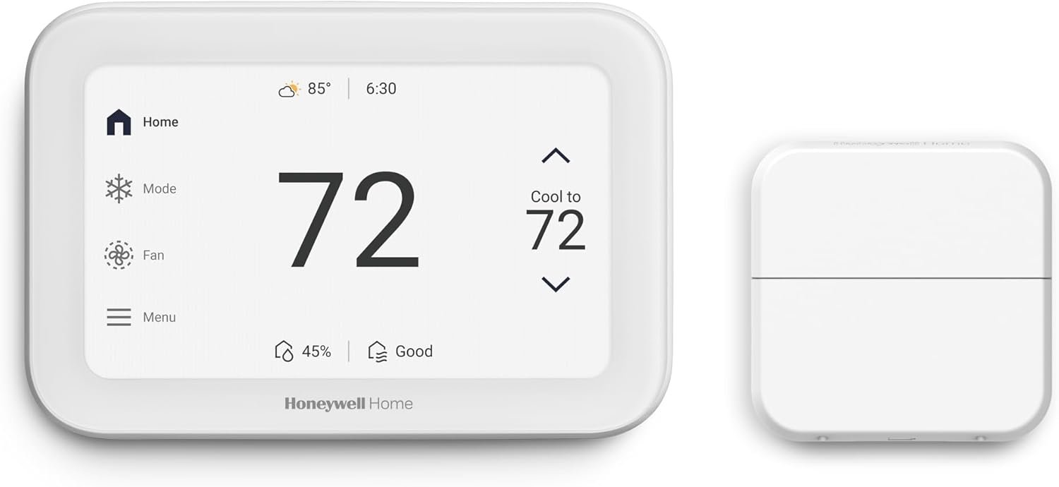 Honeywell Home X8S Smart Thermostat with Room Sensor, Video Doorbell Compatibility, IAQ Control, and Customizable Touchscreen Display, White