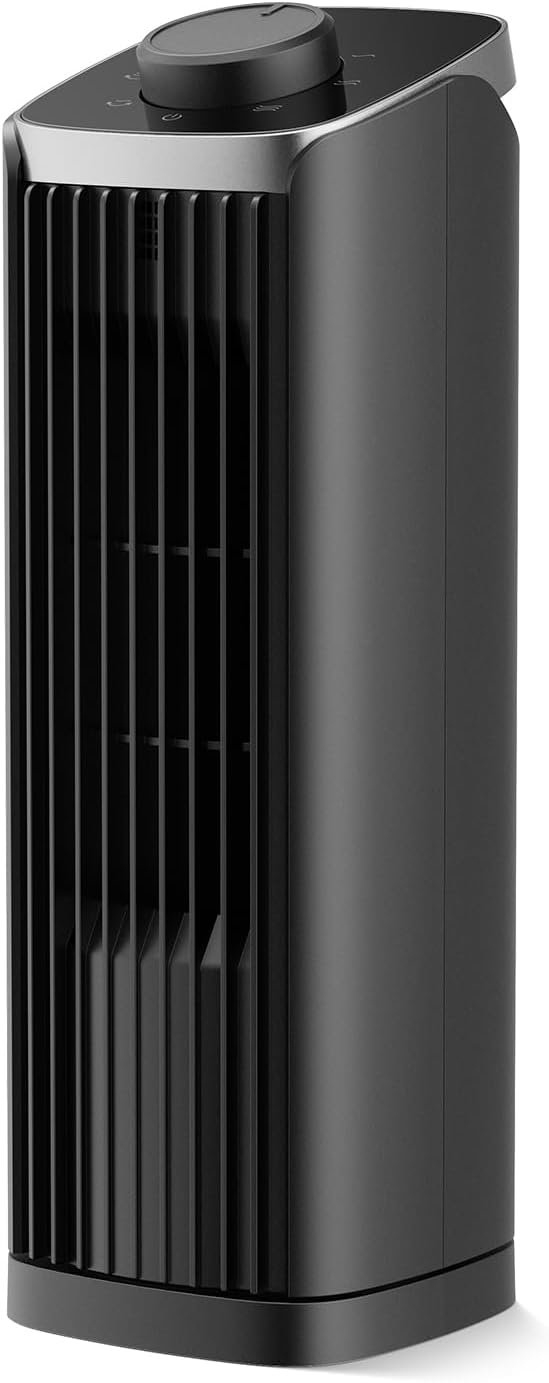 PNTCK Fan for Bedroom, 13″ Tower Fan with Remote, 4 Modes 3 Speeds Max 23ft/s, 70° Oscillating Desk Fan, Bladeless Standing Fan, Portable Fans, Cooling Fans for Office, Home Medium-13”-Knob