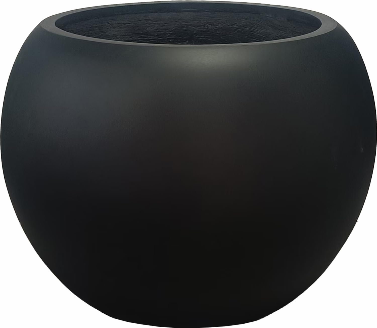 Panlaolao 13.5 H x 17″ Dia (12″ Pot Opening) Round Fiberstone Planter with Drainage Hole, Black, Indoor/Outdoor Large Plant Pot for Home Patio Garden, Ideal for Large Plants