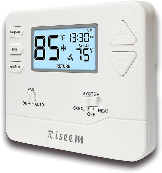 Programmable Thermostat for Home,Conventional Single-Stage Systems,5-1-1 Day Programmable Digital Energy-Saving Thermostat,up to 1 Heat/1 Cool Compatible with Gas System，White Backlight