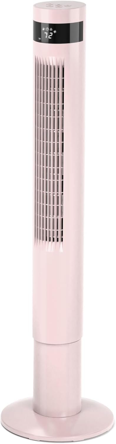 Antarctic Star Tower Fan 85°Oscillating Fan Quiet Cooling 12H Timer Remote Control Bladeless Electric 3 Speeds Wind 3 Modes, 42INCH, PINK