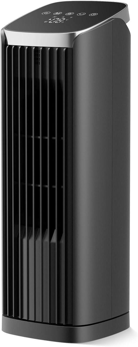 PNTCK Fan for Bedroom, 13″ Tower Fan with Remote, 4 Modes 4 Speeds Max 24ft/s, 70° Oscillating Desk Fan, 12H Timer Portable Fans, Cooling Fans for Office, Home Large-13.1”-Remote