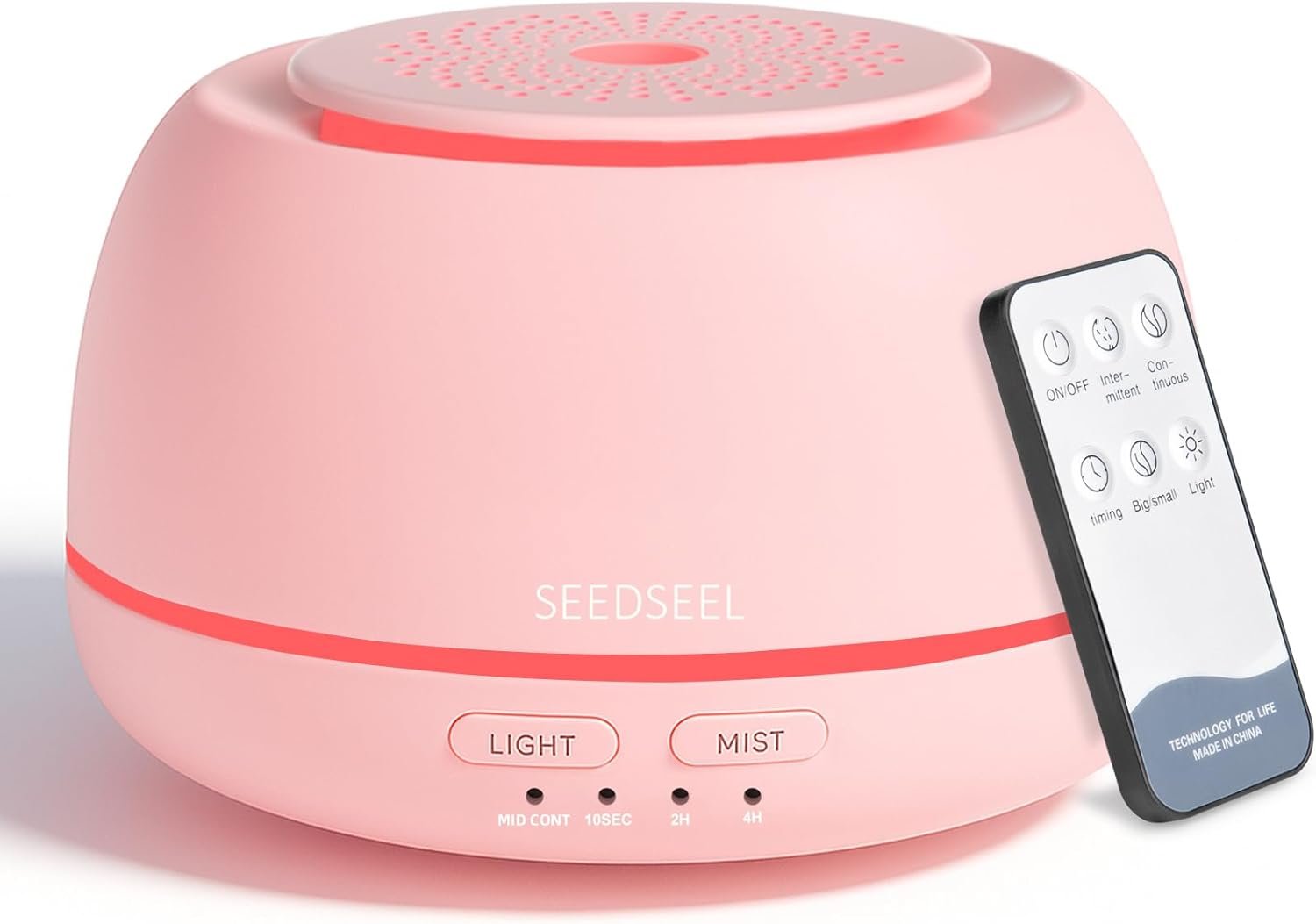 SEEDSEEL 300ML Essential Oil Diffuser with 7 Color LED Light, Remote, 4 Timers, Auto-Off, Ultrasonic Aromatherapy Diffuser for Office, Bedroom, Yoga, Home