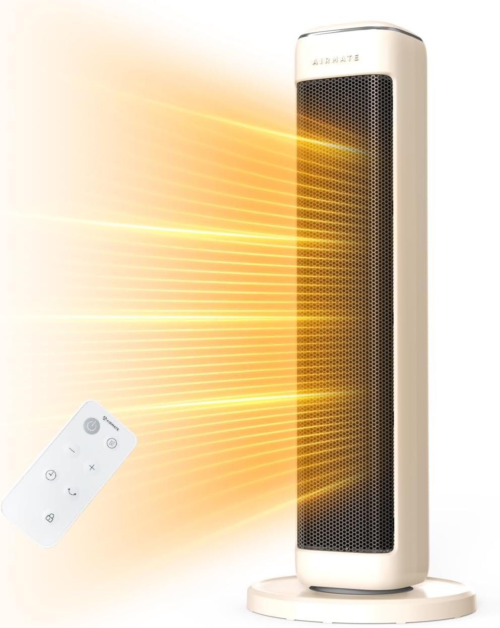 25″ Space Heaters For Indoor Use Large Room, Electric Heaters For Indoor Use with Thermostat, Oscillating Room Heaters with Timer, Remote Control, Overheat Protection Tower Heater for Bedroom (Beige)