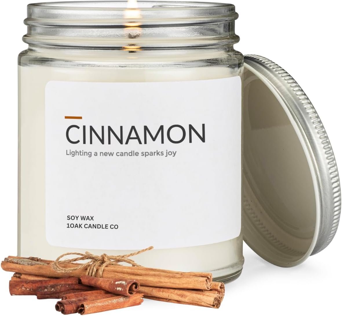 1OAK Cinnamon Candle – Soy Wax Scented Candles – Soy Candles for Home Scented – Long Burning Premium – Hand-Poured (7oz.)
