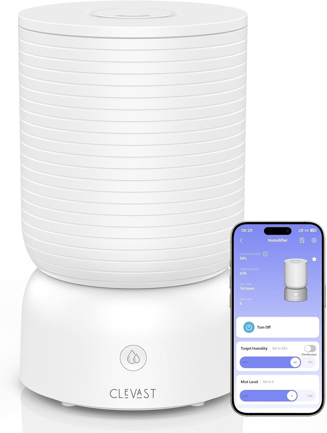 CLEVAST Humidifiers for Bedroom – Smart 1 Gal Cool Mist Top Fill Humidifier with Essential Oil Diffuser, Quiet Operation for Baby Nursery, Home, Office, Room, Compatible with Alexa/Google Assistant