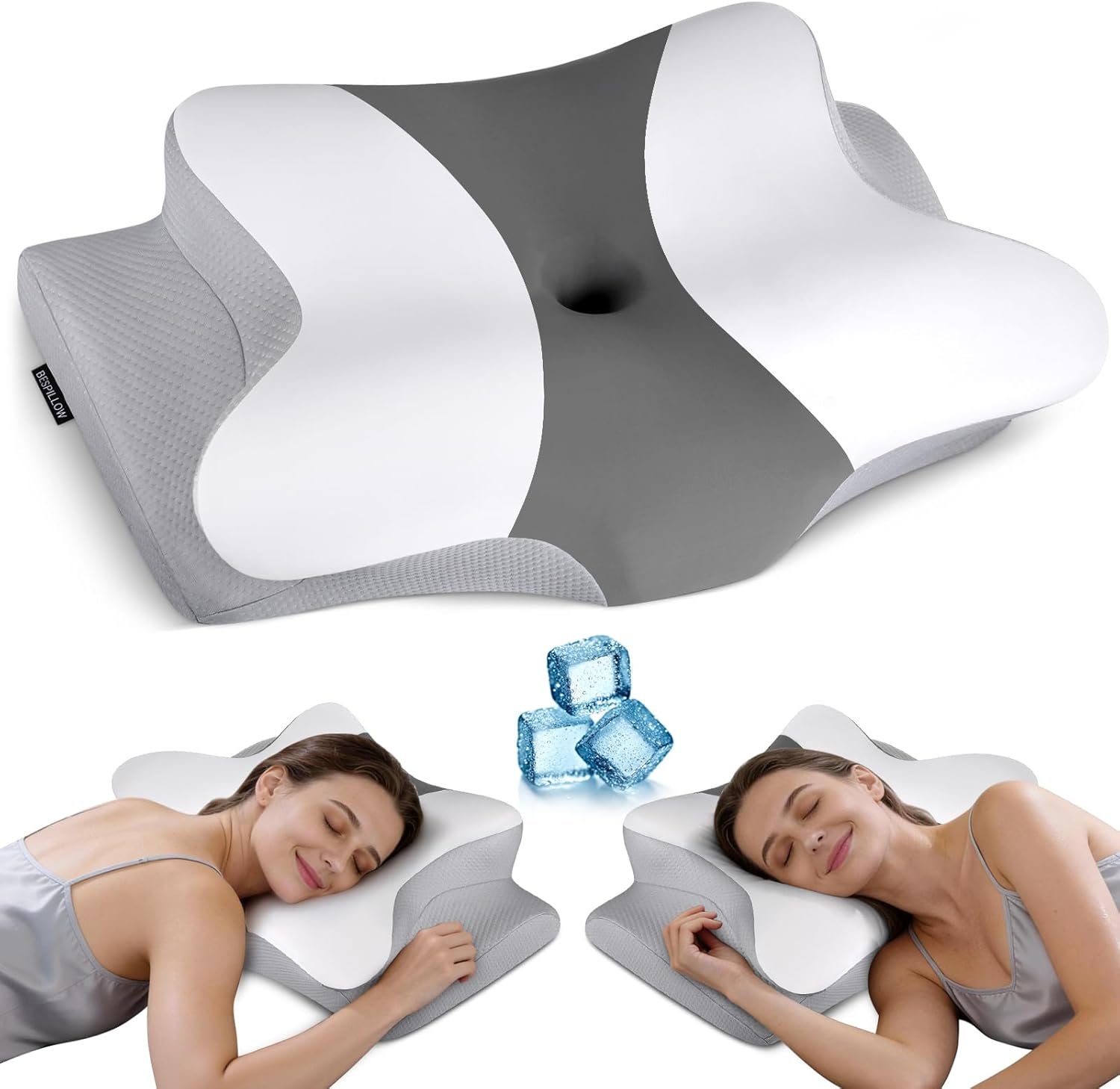 Cervical Neck Pillow for Pain Relief – Ergonomic Pillow Side Sleeper Pillow for Sleeping, Orthopedic Bed Pillow Neck Support Pillow, Contour Memory Foam Pillows for Side Back Stomach Sleepers