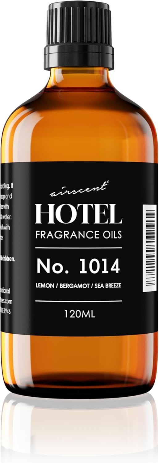 AirScent Hotel Diffuser Oil No. 1014 – The Iconic 5-Star Hotel Coastal Blend – Lemon Bergamot Sea Breeze – 120 mL Hotel Diffuser Oil for Ultrasonic and Waterless Diffusers and Crafting