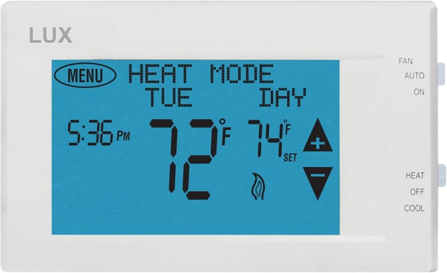 Lux Products TX9600TS Programmable Large Touchscreen Heating Cooling Thermostat, White