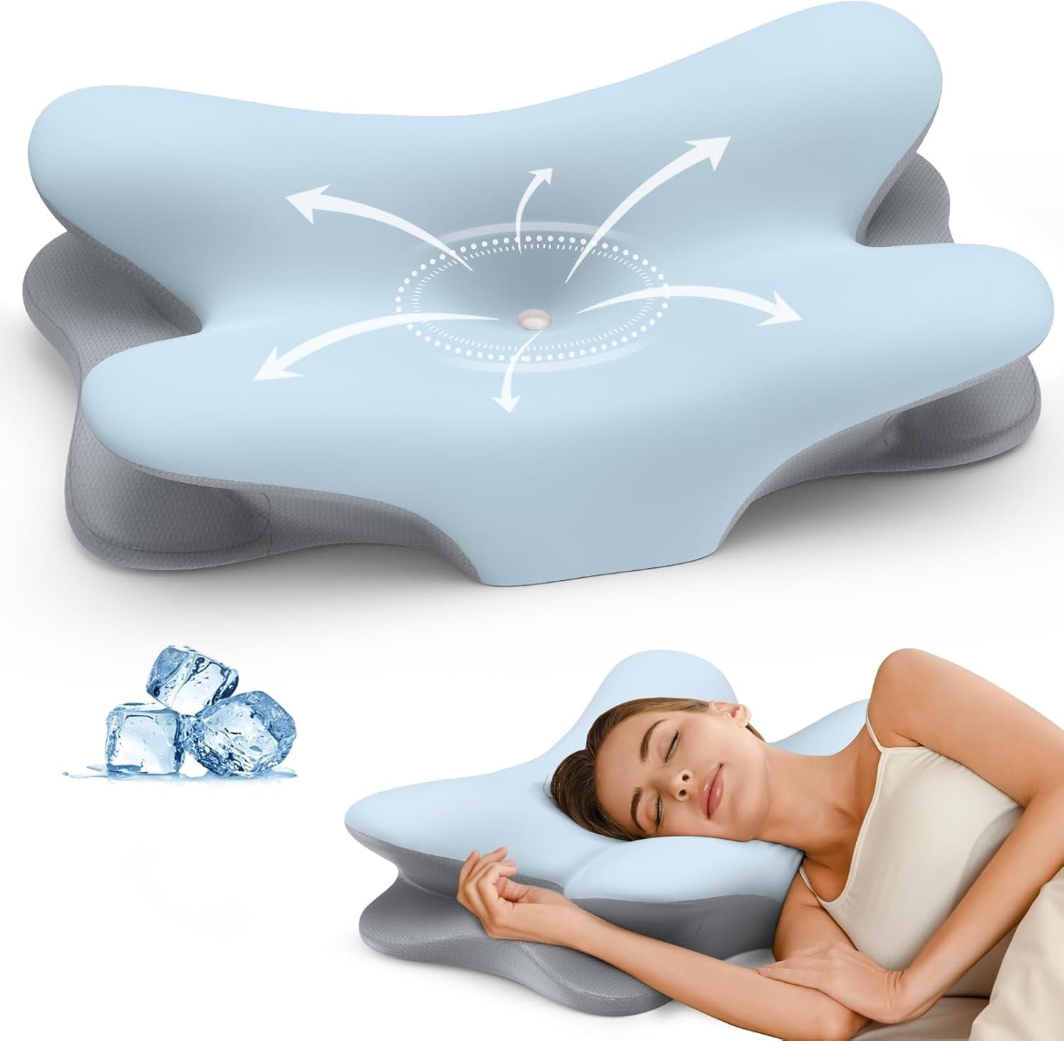 Besyodo Cervical Neck Pillow for Pain Relief – Ergonomic Side Sleeper Pillow for Neck Support, Cooling Memory Foam Pillows for Sleeping, Contour Pillow Orthopedic Bed Pillow for Back Stomach Sleepers