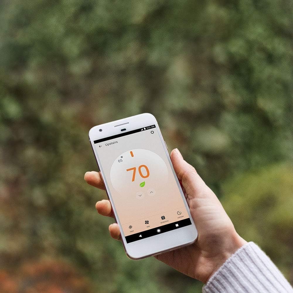 Google Nest Thermostat E (T4000ES) – Smart WiFi Programmable Thermostat with Frosted Display, Works with Alexa & Google Assistant – 24V HVAC Compatible – White Finish – App Control, Bulk Packaging