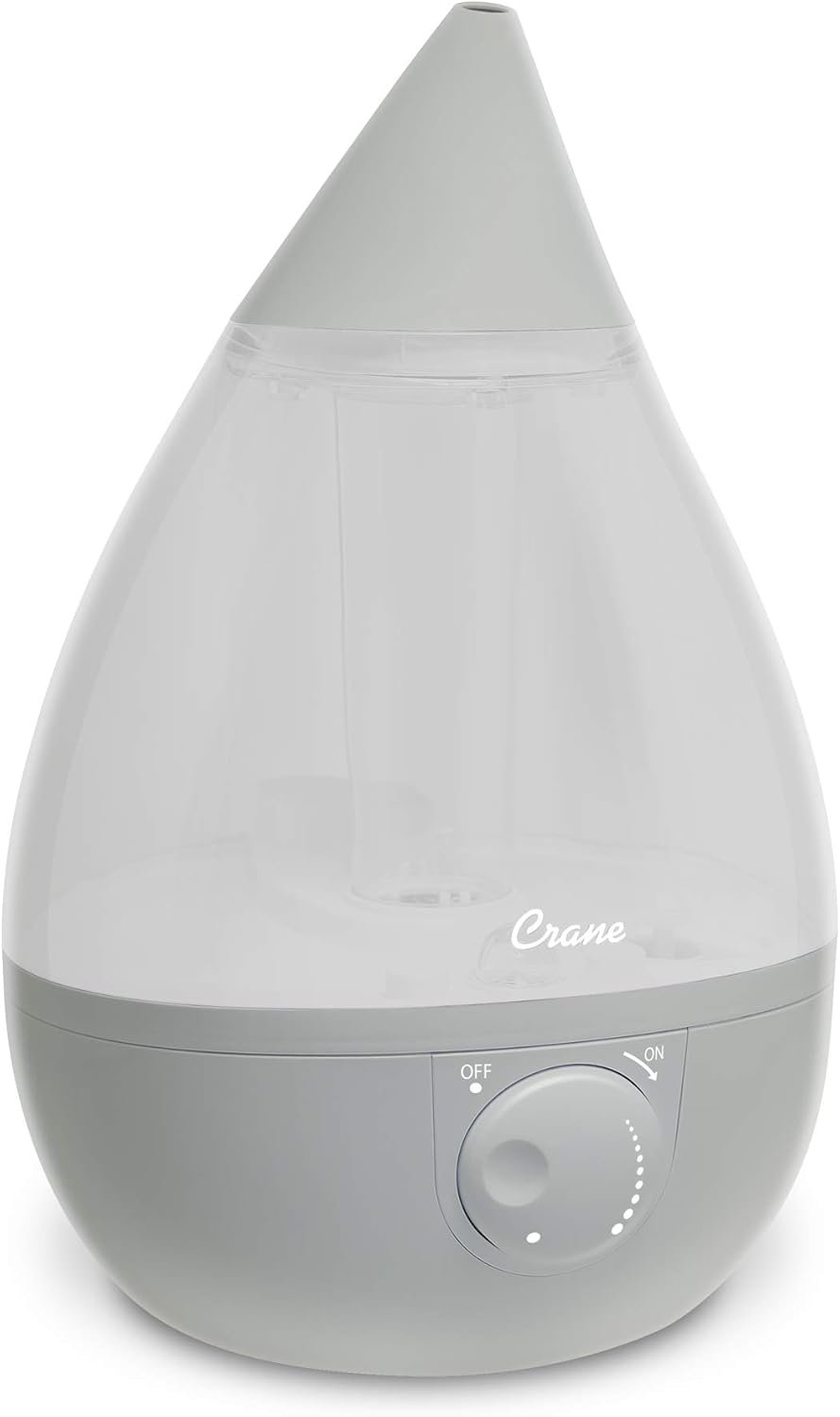Crane Ultrasonic Cool Mist Humidifier for Bedroom, Baby Nursery, Kids Room, Plants, or Office, Large 1 Gallon Tank, Filter Optional, Grey