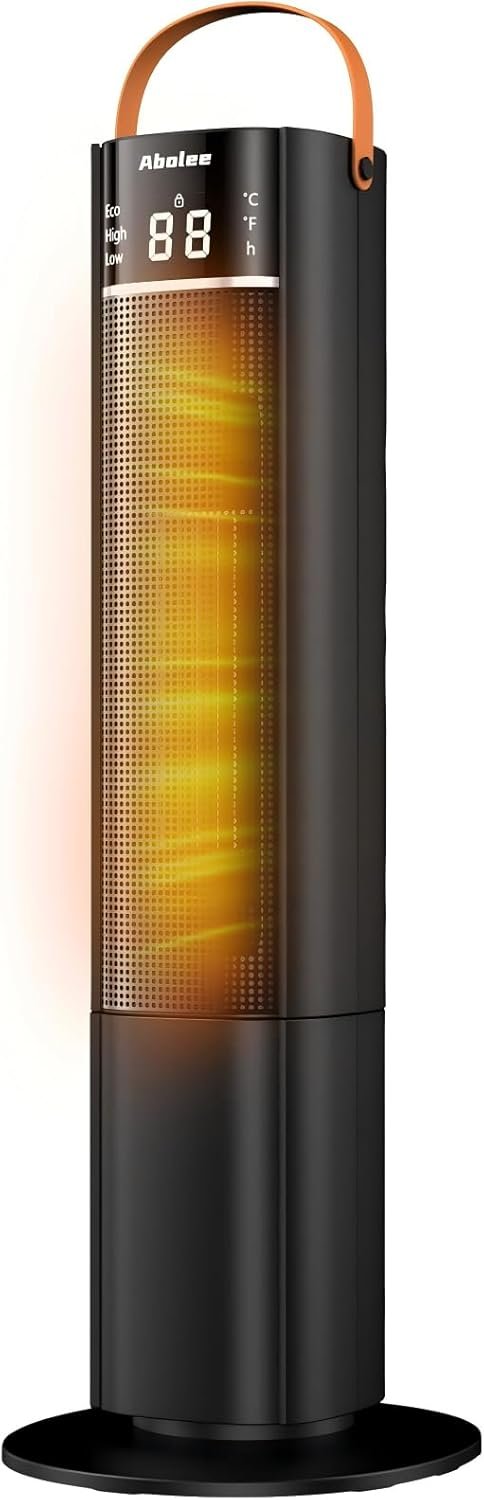 Space Heaters Indoor Use, 26″ 12ft/s Electric Heater with Remote, 1500W Electric Heaters with 75°Oscillation, 1-12H Timer, PTC Electric Heater for Large Room, Bedroom Home Office