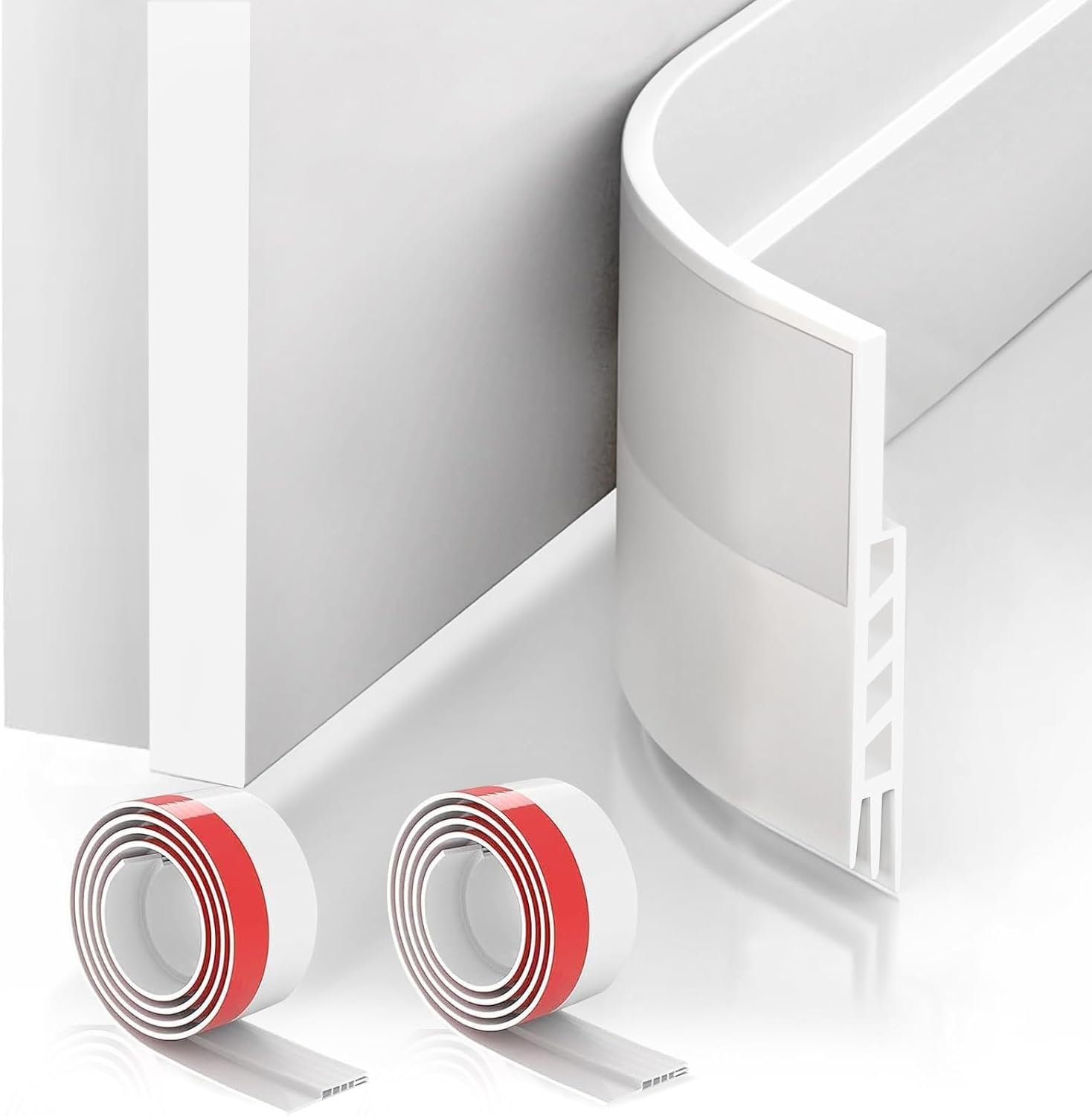 Suptikes 2 Pack Door Draft Stopper，Door Sweep for Exterior & Interior Doors,Door Bottom Seal Dust and Noise Insulation Weather Stripping Draft Guard Insulator, 2″ W x 39″ L,White