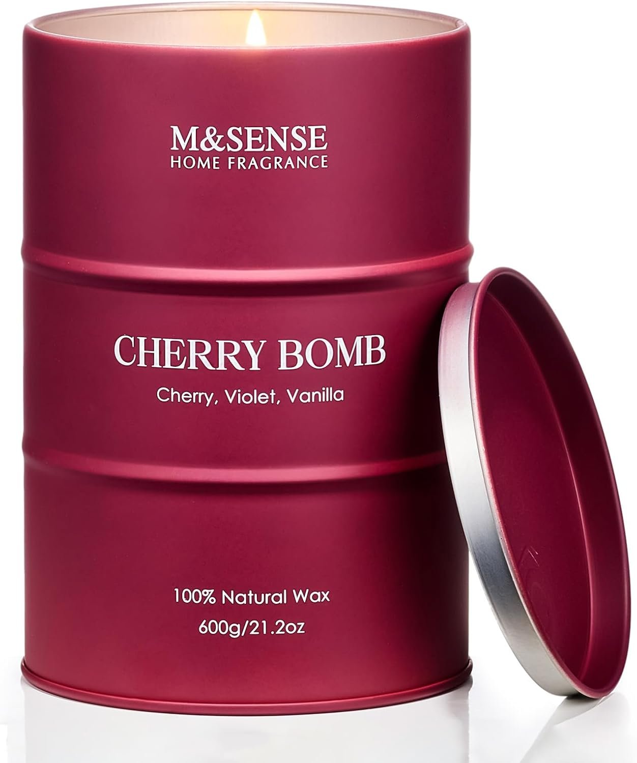 M&SENSE Cherry Bomb Scented Candles, Large Sweet Candle for Home Scented, Natural Soy Wax Candle, Candles Gifts for Women, 21.2 oz 120 Hours Burn