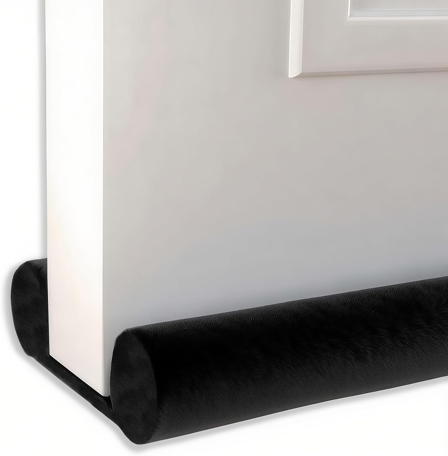 Door Draft Stopper, 30” to 36” Adjustable Gap Filler, Double-Sided Windproof Seal, Easy Install to Block Noise, Cold Air, Light, Dust, and Drafts (Black)