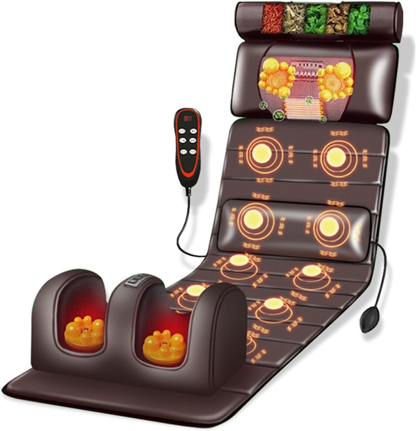 Full Body Massage Mat with Heat Kneading & Vibration – 10-Drive Heating & Detachable Leg Support for Home Office Use – Relief for Neck Back Legs & Feet
