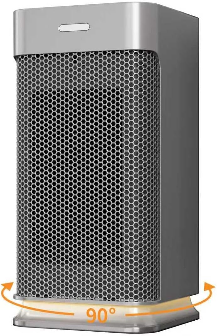 38dB Ultra-Quiet 1200W PTC Ceramic Small Space Heater, 3-Second Rapid Heating 90° Oscillating Portable Heater with Dual Safety for Bedroom Office