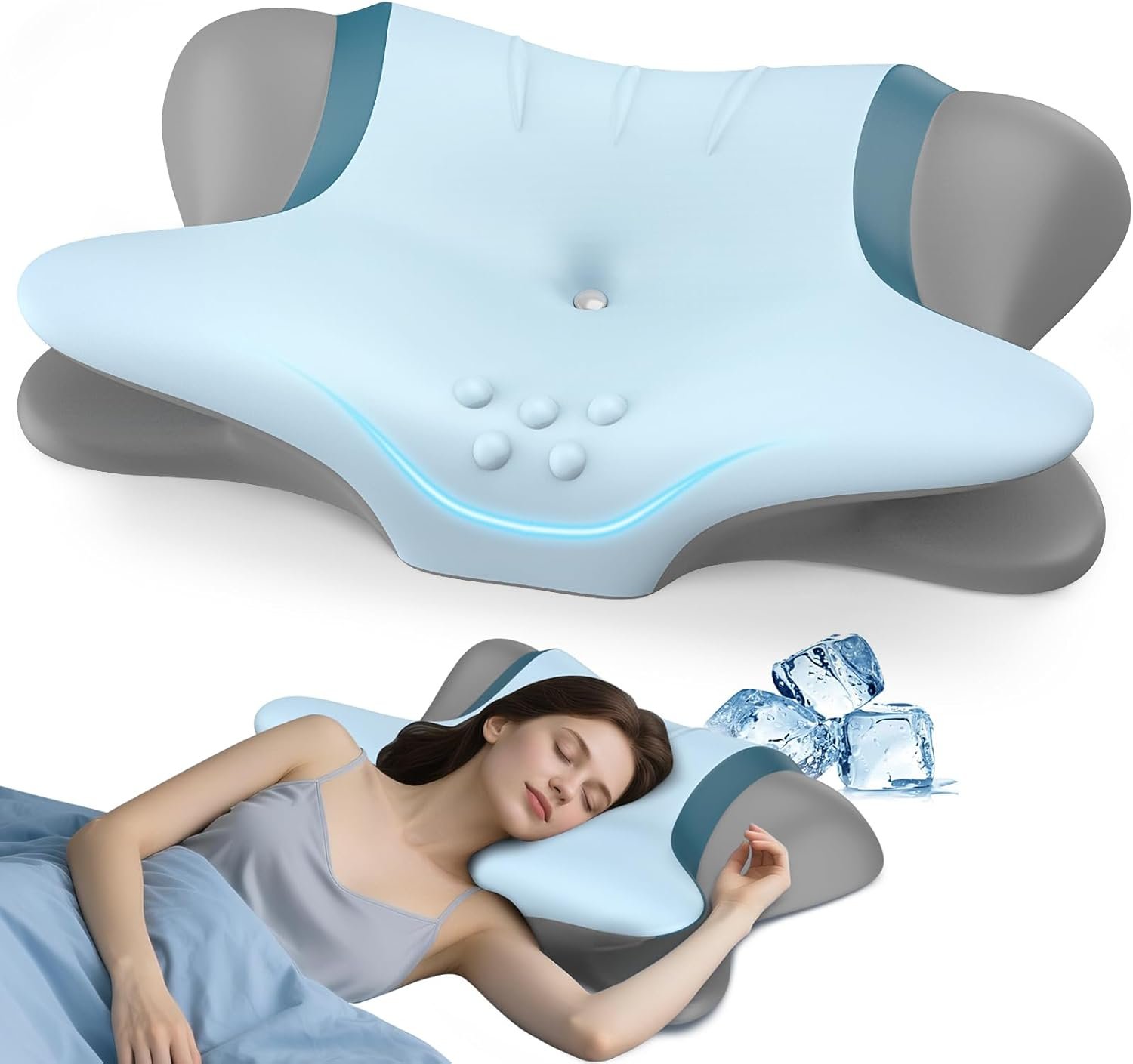 Cervical Neck Pillow for Pain Relief – Ergonomic Side Sleeper Pillow for Neck Support, Orthopedic Memory Foam Pillows for Sleeping, Contour Cervical Pillow Bed Pillow for Back Stomach Sleepers