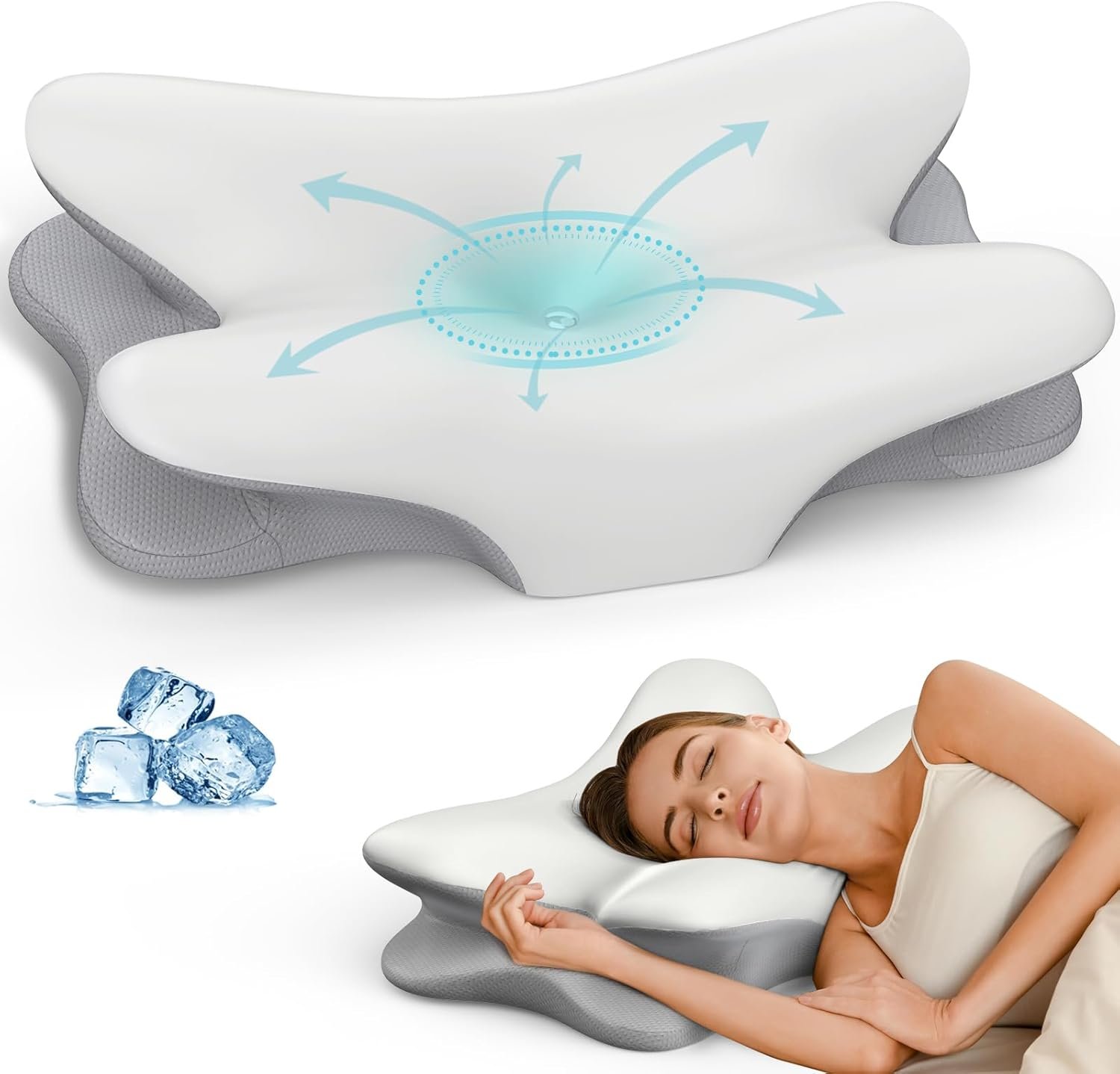 Besyodo Cervical Neck Pillow for Pain Relief – Ergonomic Memory Foam Pillow for Sleeping, Contour Side Sleeper Pillow for Neck Support, Cooling Orthopedic Pillow Bed Pillow for Back Stomach Sleepers