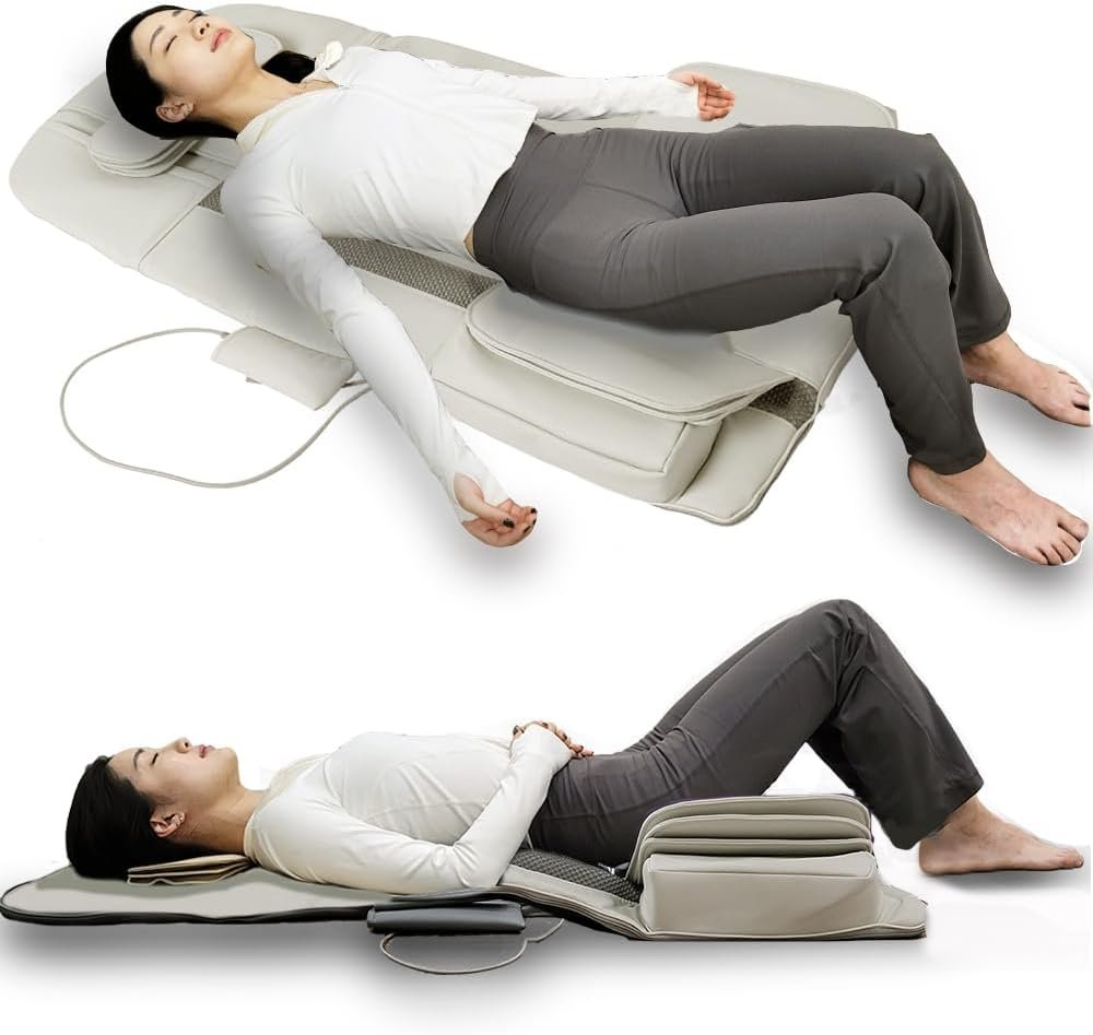 Full Body Stretching Massage Mat with Airbags. 3D Lumbar Traction – Neck, Back, Waist, Hip Relaxation & Pain Relief. Back Massager Pad, Foldable & Portable.