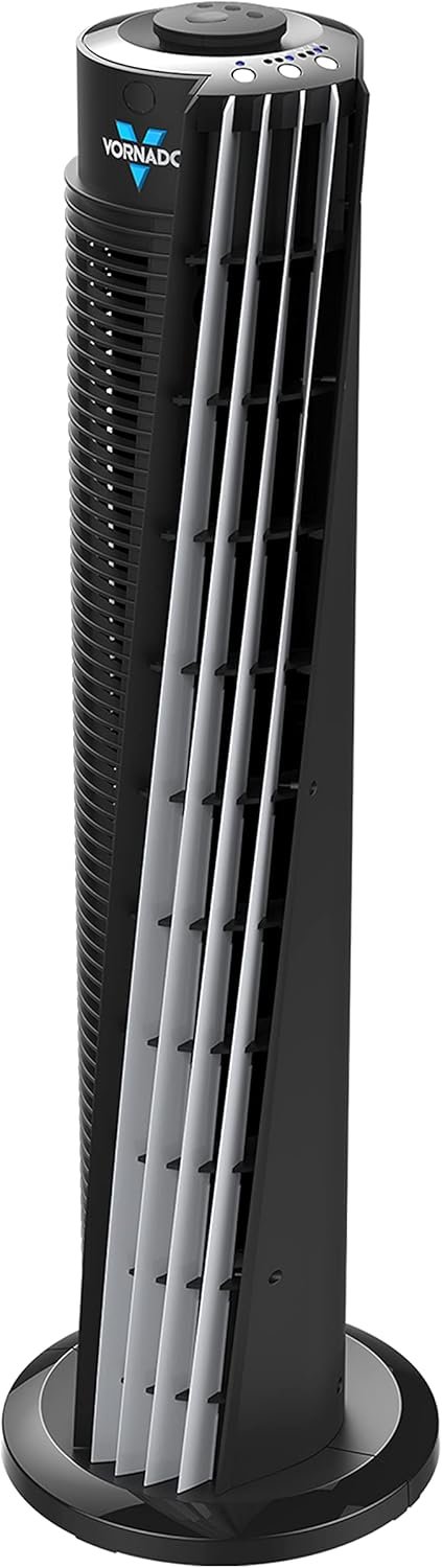 Vornado 143 Whole Room Air Circulator Tower Fan with Timer and Remote Control, 29″, Black