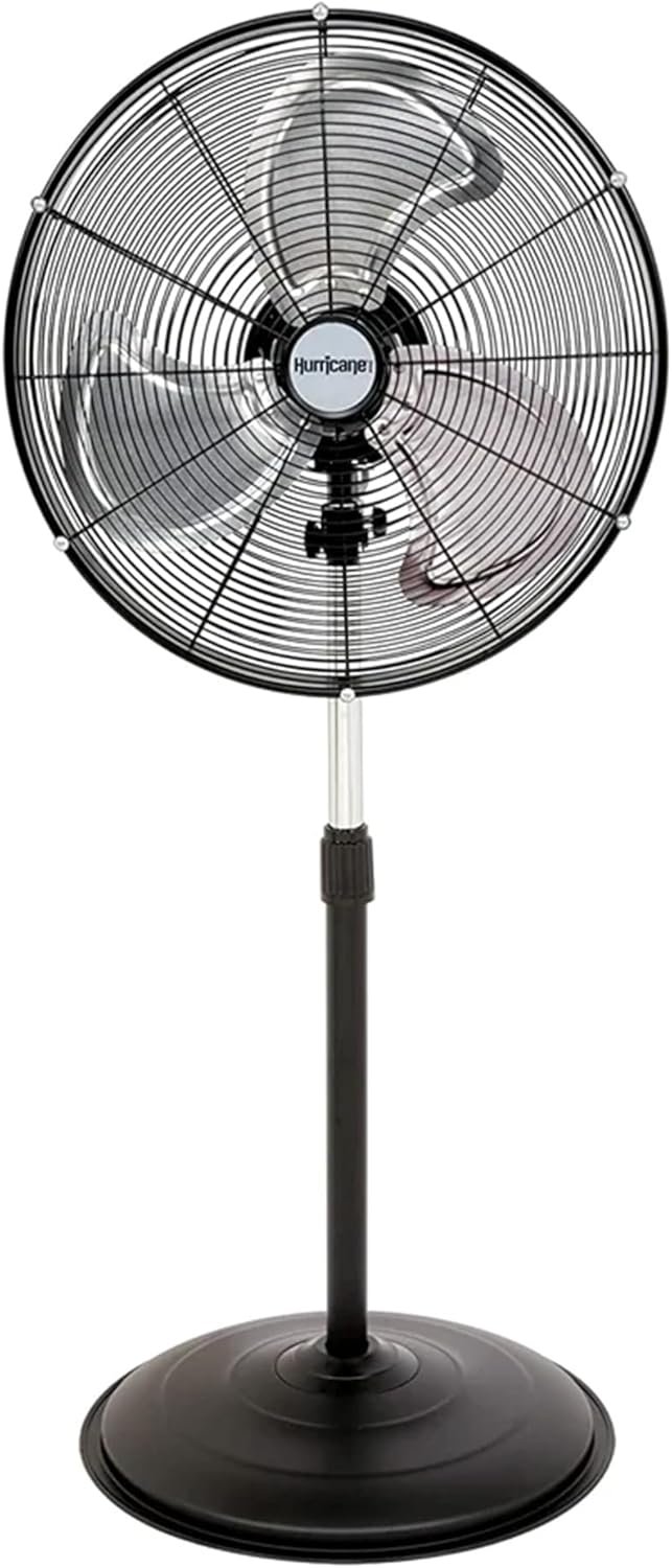 Hurricane Pro High-Velocity Oscillating Metal Stand Fan w/ 3-Speed Setting, 20″ – Heavy-Duty Cooling Pedestal Unit w/ 4500 CFM, Adjustable Tilt & Height for Home, Garage, Gym & Workshop