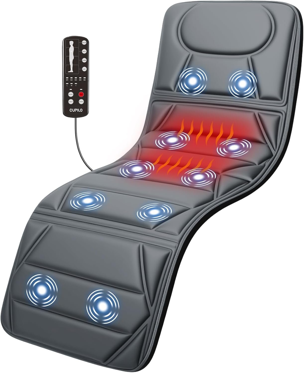 CuPiLo Full Body Massage Mat, Massage Pad with 10 Vibrating Motors for Pain Relief, Back Massager with Heat, Full Body Massage for Back, Lumbar,Leg, Gifts for Men Women, Long 67″