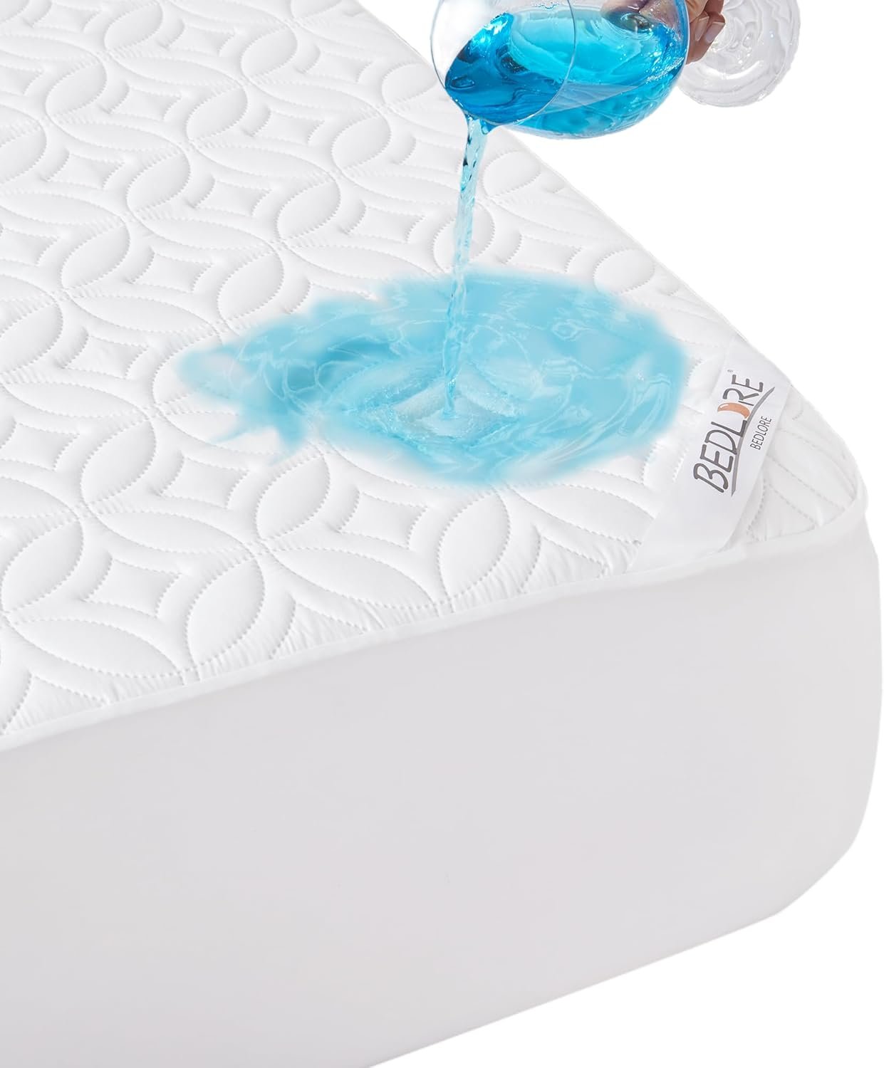 BEDLORE Waterproof Mattress Protector, Queen Size Noiseless Mattress Pad with Deep Pocket 6″-18″ Depth, Soft Breathable Bed Mattress Cover Washable for Home, Bedroom, Hotel (White)