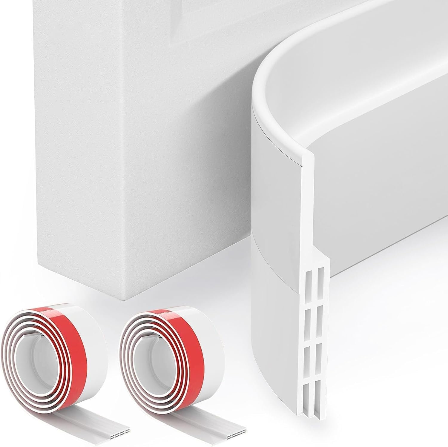 GroTheory 2 Pack Door Draft Stopper, Under Door Sweep for Exterior & Interior Doors, Weather Stripping Door Seal, Garage Window Blocker Noise Cold Air Insulation, Draft Guard White 2″ W x 39″ L