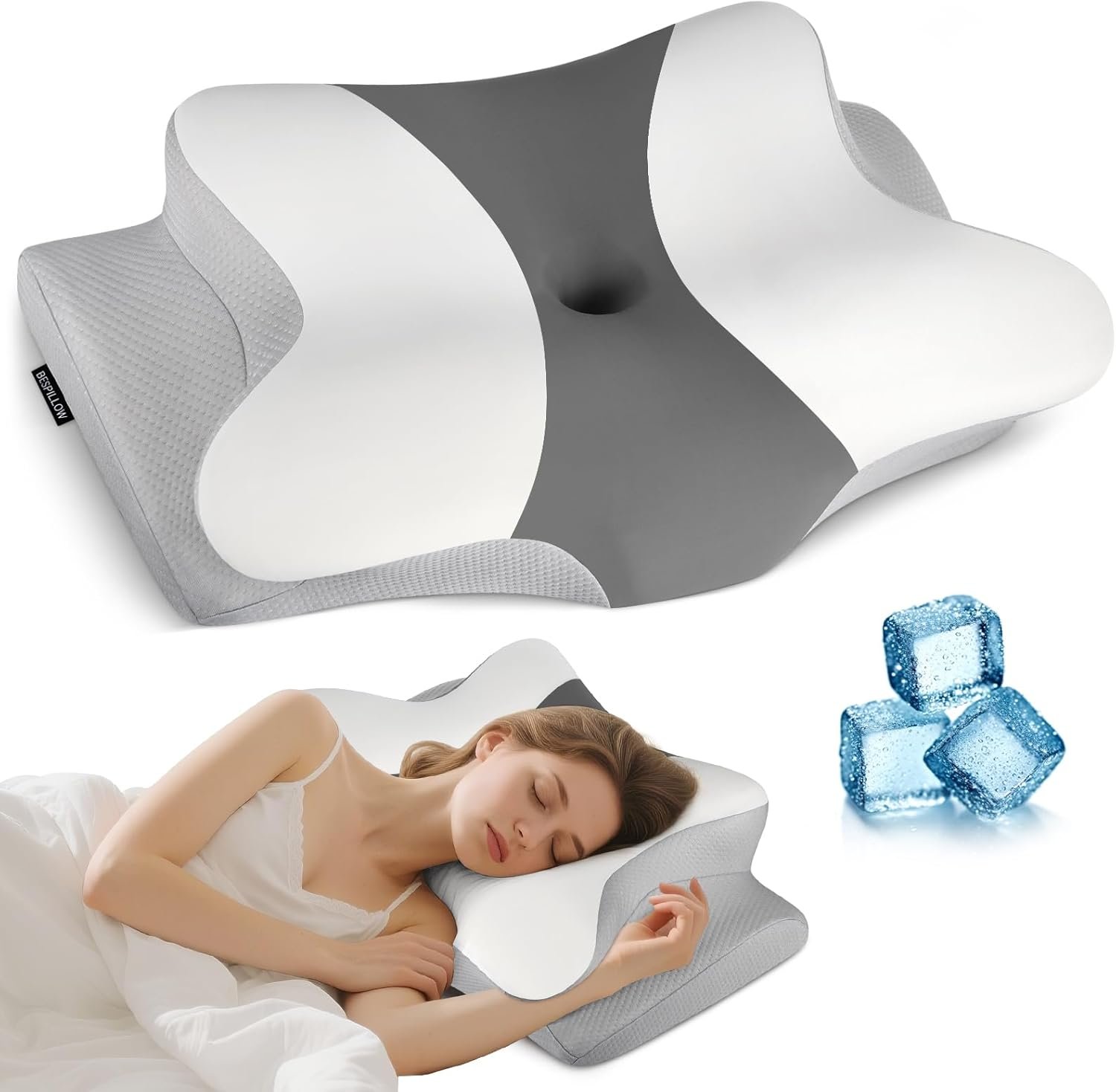 Cervical Neck Pillow for Pain Relief – Ergonomic Side Sleeper Pillow for Neck Support, Cooling Cervical Pillow for Sleeping, Contour Orthopedic Memory Foam Pillows for Back Stomach Sleepers