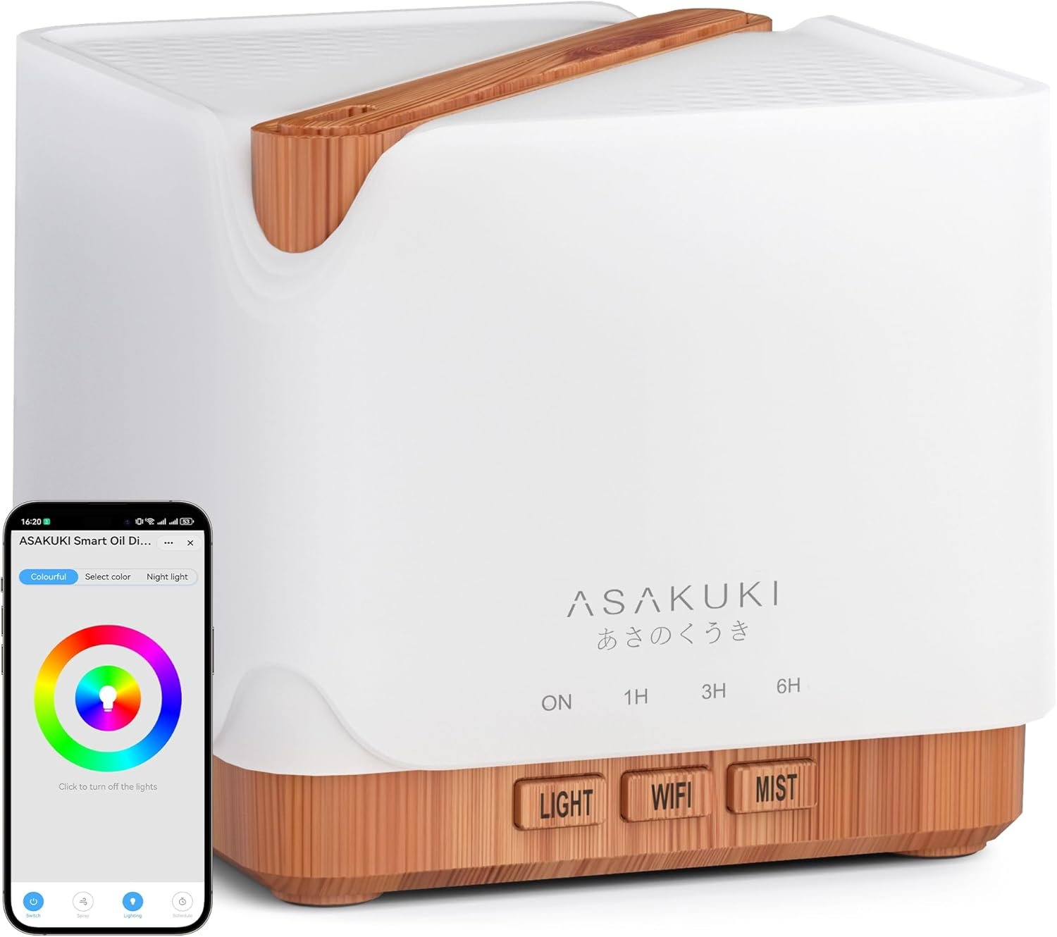 ASAKUKI Essential Oil Diffuser for Home, Smart WiFi 700 ml Humidifier, Connect with Alexa and Google Home, Phone App & Voice Control, Customized Schedule Timers and LED Light, Gift for Mom – Yellow