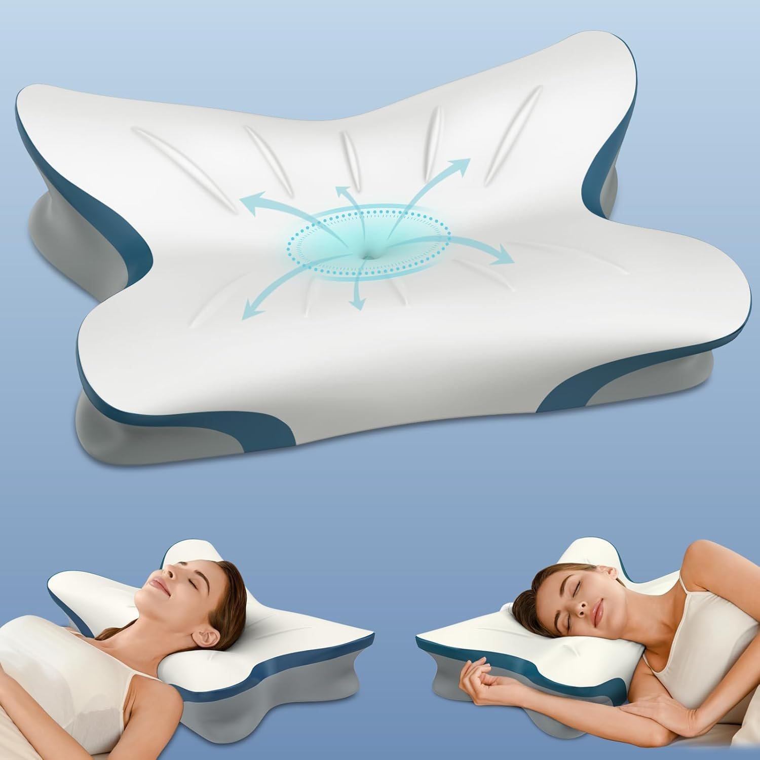 Cervical Pillow for Neck Pain Relief – Ergonomic Neck Pillow for Sleeping Contour Memory Foam Pillows for Neck Support, Orthopedic Bed Pillow for Side Back Stomach Sleepers