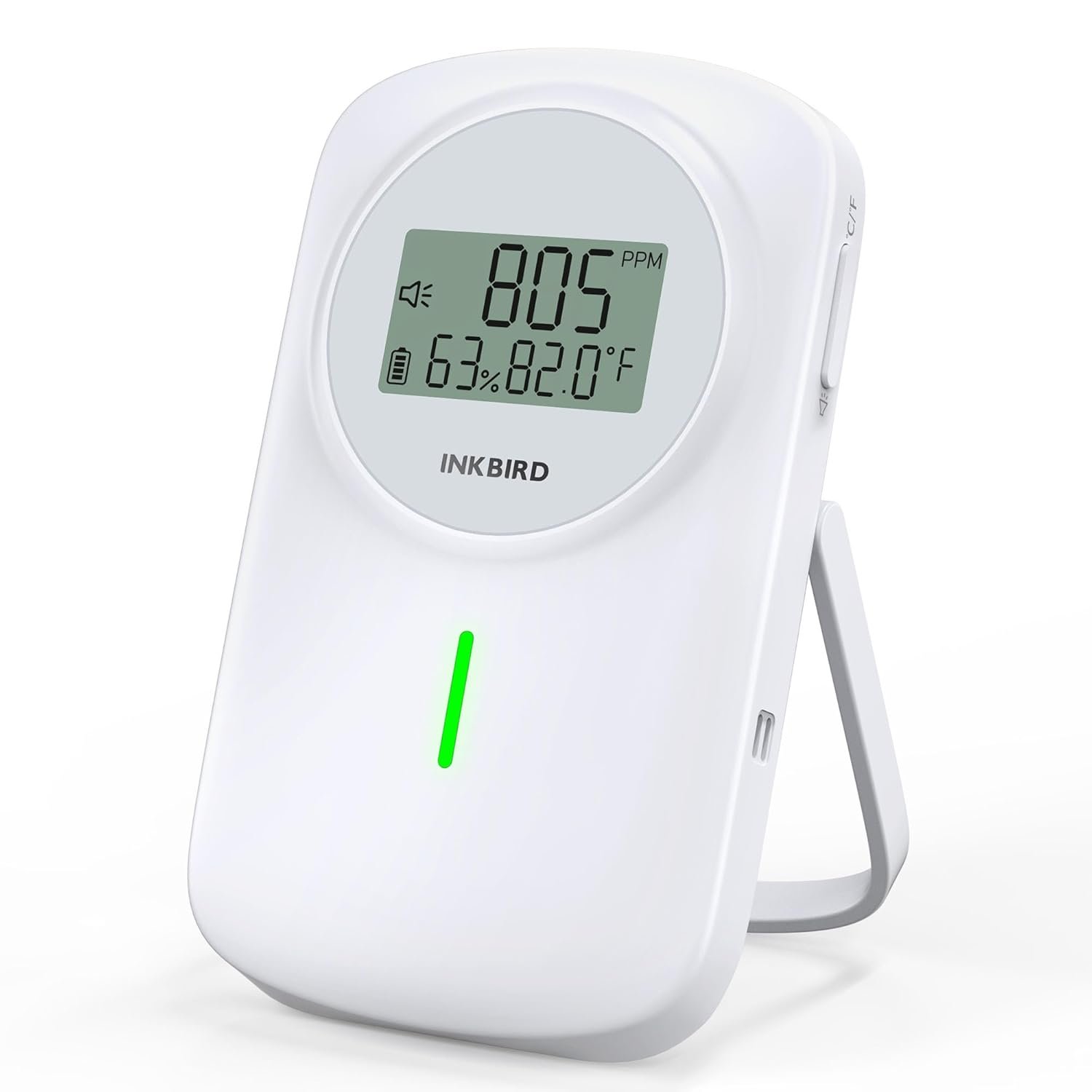 INKBIRD Air Quality Monitor Indoor Ndir 3 in 1 Meter | Detect Carbon Dioxide & Temperature & Humidity with Battery Powered | Sound System | for Home, Office, RV, Grow Tent (IAM-O2)