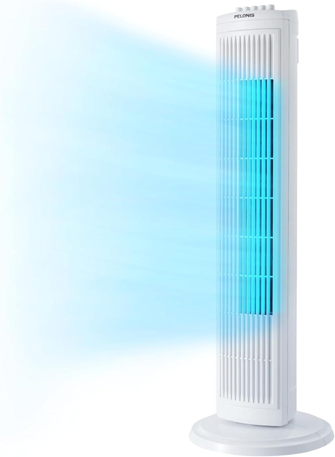 PELONIS 30 Inch Oscillating Tower Fan with 3 Speed Settings and Auto-off Timer, Standing Fan PFT28A2BWW, White