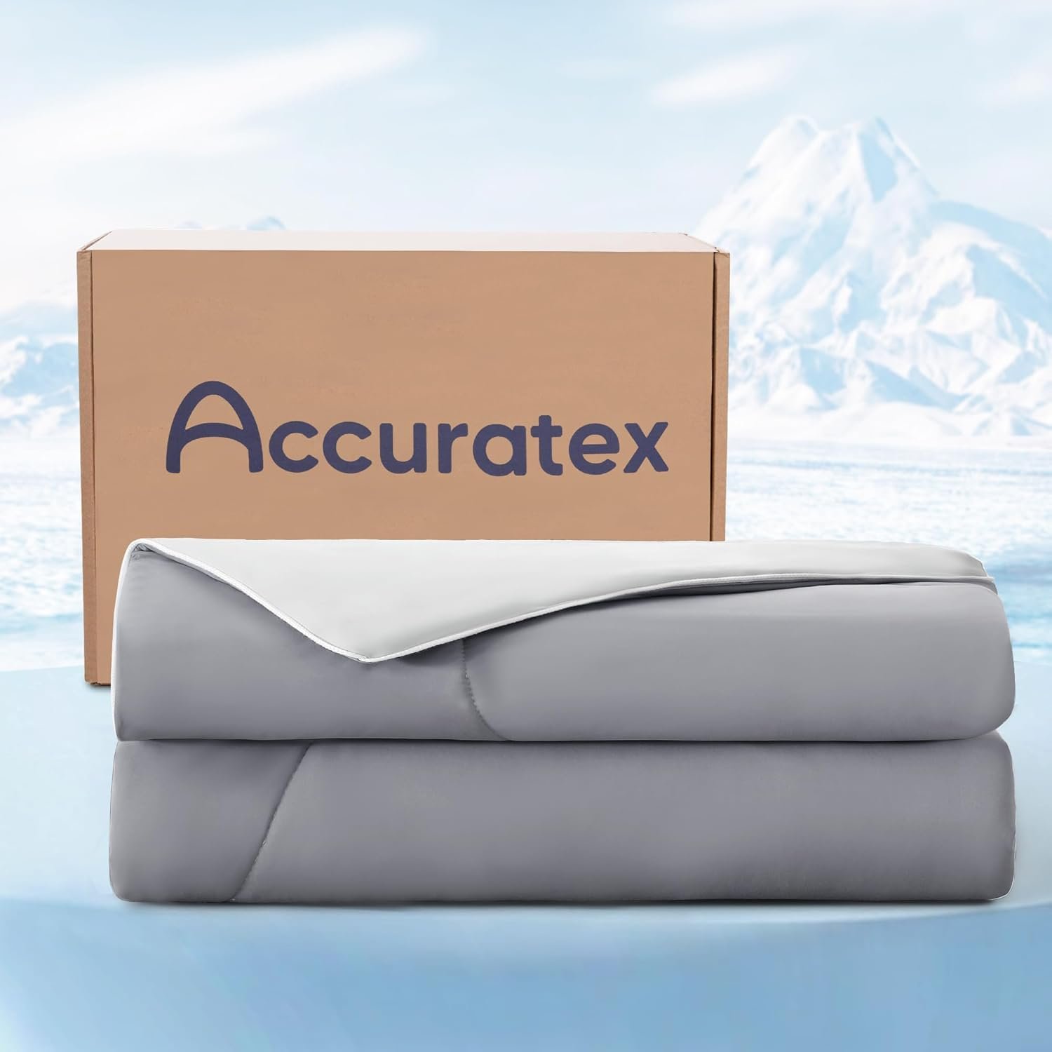 ACCURATEX Cooling Comforter Queen/Full Size, Q-max>0.45 Arc-Chill Cooling Blanket for Hot Sleepers, Lightweight Cool Blankets for Night Sweats, Silky Breathable Summer Cool Comforter,Grey(90″x90″)