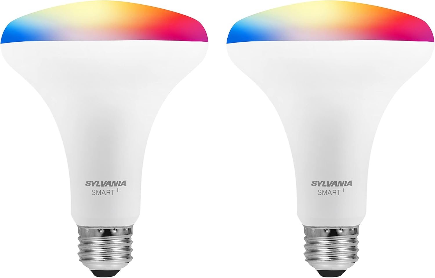Sylvania Bluetooth Mesh LED Smart Light Bulb, BR30 65W, E26, RGBW Full Color & Adjustable White, Works with Alexa Only – 2 Pack (75762)