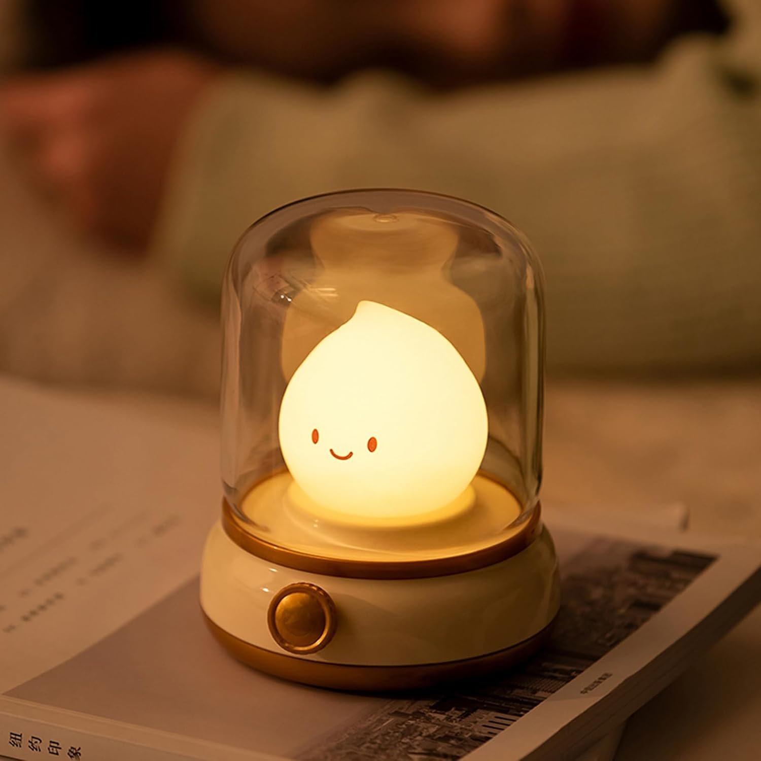 Flameless Kerosene-Style Night Light – Dimmable USB-Rechargeable LED Candle Light with Flicker & Steady Modes, Silicone Flame, Cozy Bedroom, Kids, Travel Lamp (Yellow)