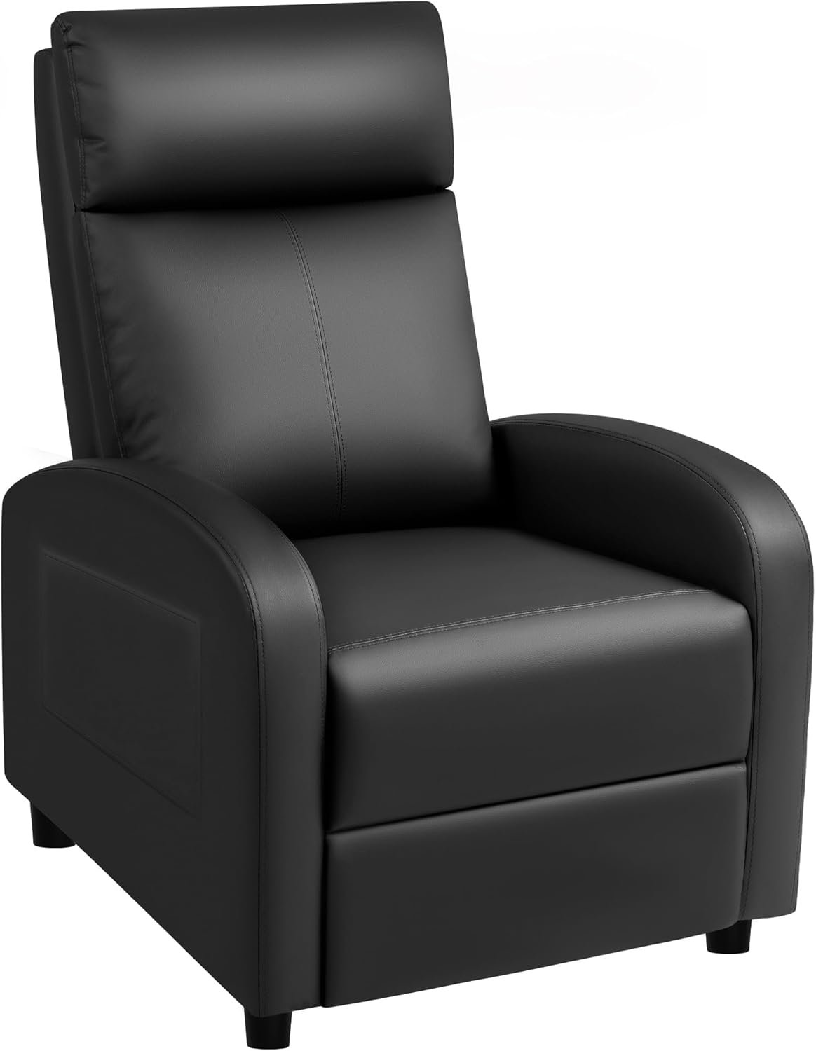 Rankok Recliner Chair Modern PU Leather Reclining Chair Ergonomic Adjustable Recliner for Living Room Home Theater Seating Single Sofa (Black)