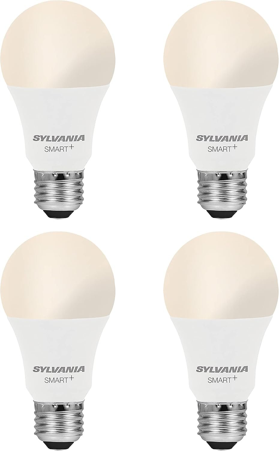 SYLVANIA Wifi LED Smart Light Bulb, 60W Equivalent Dimmable Soft White A19, Compatible with Alexa and Google Home Only – 4 Pack (75672)