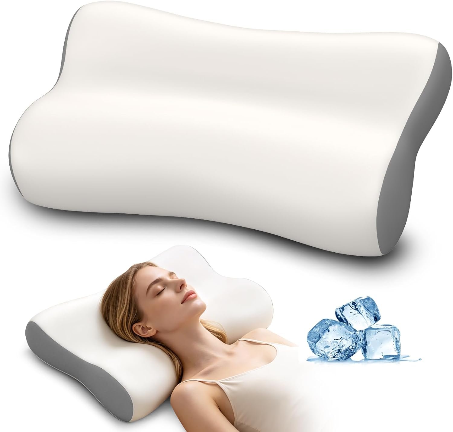 Polovo Cervical Neck Pillow – Ergonomic Side Sleeper Pillow for Neck Pain Relief, Contour Memory Foam Pillows for Deep Sleep, Orthopedic Cooling Pillow Bed Pillow for Side Back Stomach Sleepers