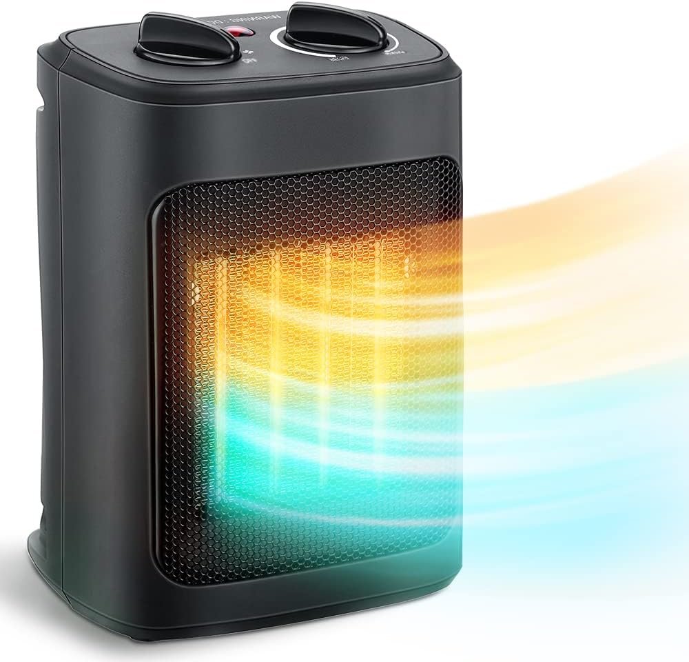 KopBeau Space Heater for Indoor Use, 1500W Electric Portable Heater with Adjustable Thermostat, Compact Ceramic Room Heater with 4 Modes, Tip-Over & Overheat Protection, Safe for Office & Home